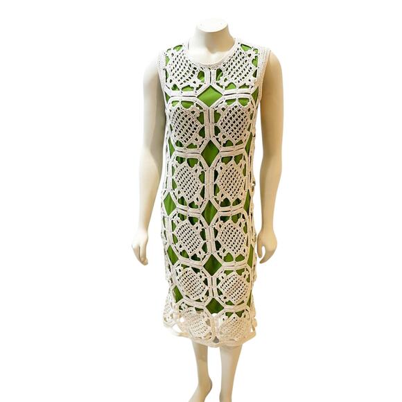 Tory Burch Lexi Crochet Dress Runway Green RARE Size S $550 - Picture 2 of 16